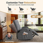 Rocker Recliner Chair with Massage and Heat, Nursery Rocking Chairs for Living Room, Ergonomic Comfy Relining Chair with Cup Holders, USB Charge Port, Side Pockets, Comfortable Arms, Grey