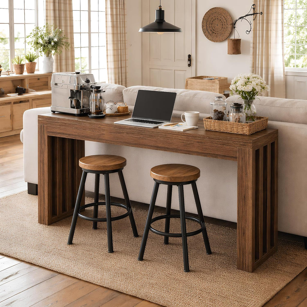 Tribesigns 63" Bar Table, Farmhouse Counter Height Pub Table for 4, Rectangular High Top Home Bar for Kitchen, Dining Room & Small Spaces, Rustic Brown
