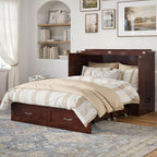 AFI Hamilton Full Murphy Bed Chest with Mattress, Storage, and Built-in Charger in Walnut