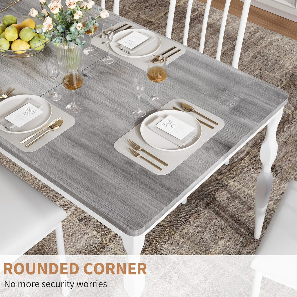 IDEALHOUSE Dining Table for 6, 71 Inch Rectangular Kitchen Table, Rustic Farmhouse Dining Room Table with Large Tabletop and Heavy-Duty Legs, Ideal for Dining Room or Kitchen, Gray