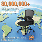 FelixKing Office Chair, Ergonomic Desk Chair with Wheels, Adjustable Lumbar Support & Height, 360° Swivel Mesh Computer Chair with Flip-up Arms (Black)