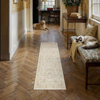2x6 Washable Runner Rug for Hallway Kitchen Beige Low Pile Non Slip Runner Neutral Distressed Carpet Bathroom Front Door Beside Bed Home Decor