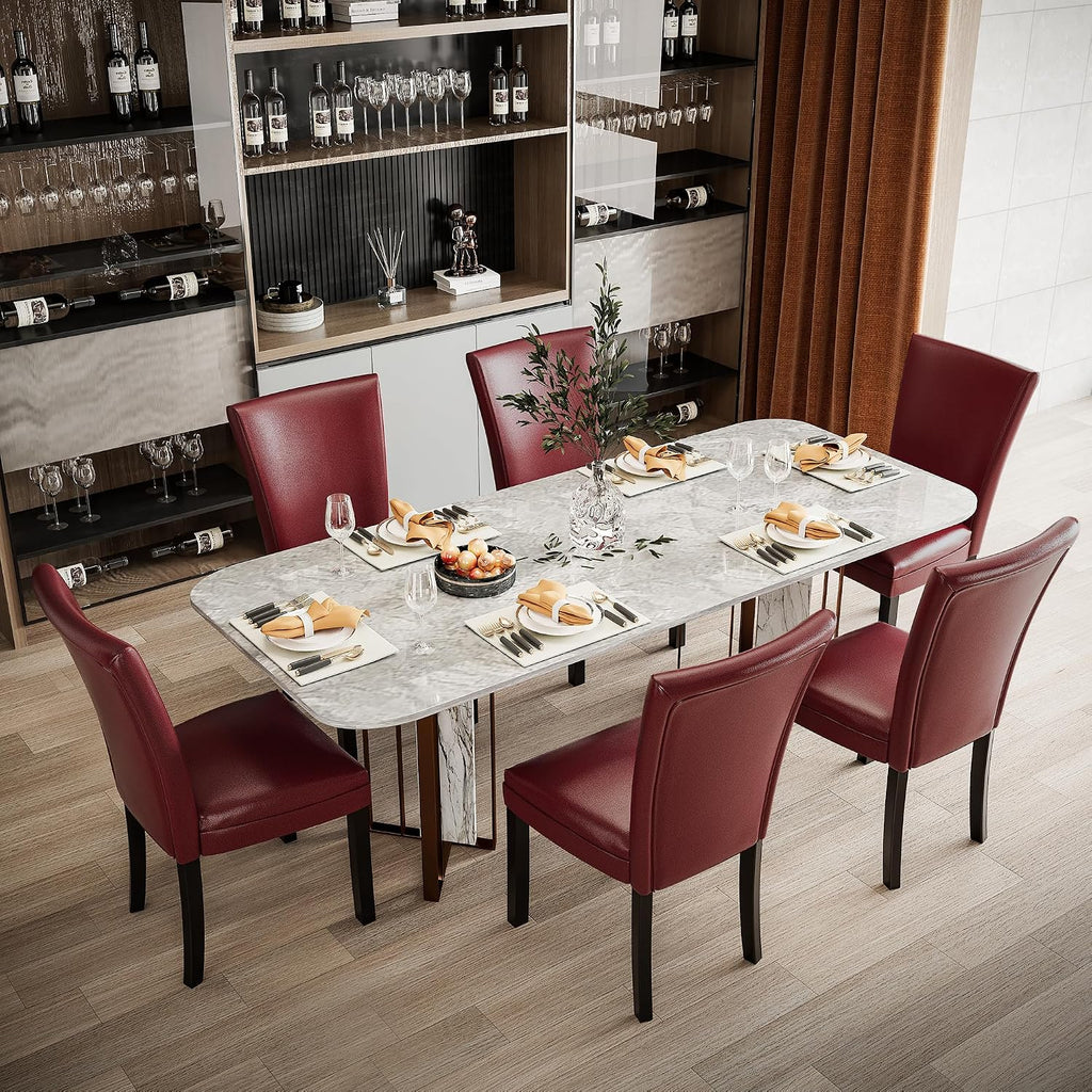 Solid Wood Dining Chairs Set of 4 with UP High Back, Modern Classic Kitchen Chairs with Upholstered Seat, Holds 300 Lbs,Easy Assembly for Dining Room, Home Office Red CY1331RD