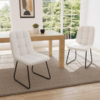HIPIHOM Faux Leather Dining Chairs Set of 4, Modern Upholstered Kitchen Chairs with Curved Backrest and Metal Legs, PU Leather Dining Room Chairs for Kitchen Living Dining Room Set of 4 White