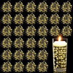 Billbotk 30 Pieces Floating Pearls Beads String for Floating Candles, Gold Vase Fillers for Centerpieces Faux Pearls Beads String for Wedding Celebration Party Decor