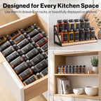EDELHAUS Glass Spice Jars with Label and Space Gray Rotating Lids (24 x 4oz) Spice Containers with 240 Labels, Shaker Inserts, Steel Funnel, Empty Square Containers