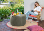Keter Circa 37 Gallon Resin Deck Box Stool, All-Weather Outdoor Storage Seat with Rattan-Look Finish, Durable Patio Storage Bench for Cushions, Garden Tools, Pool Accessories