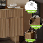 47" Wide Sideboard Buffet Cabinet with Storage, Modern Buffet with 3 Drawers and 3 Doors, Storage Cabinet with 2 Reinforced Legs for Kitchen, Living Room, Natural Oak