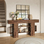 Feonase 63 Inches Long Console Table for Entryway, Wood Sofa Table Behind Couch with 3-Tier Storage, Narrow Entry Hallway Table for Living Room Entrance Foyer, Rustic Brown