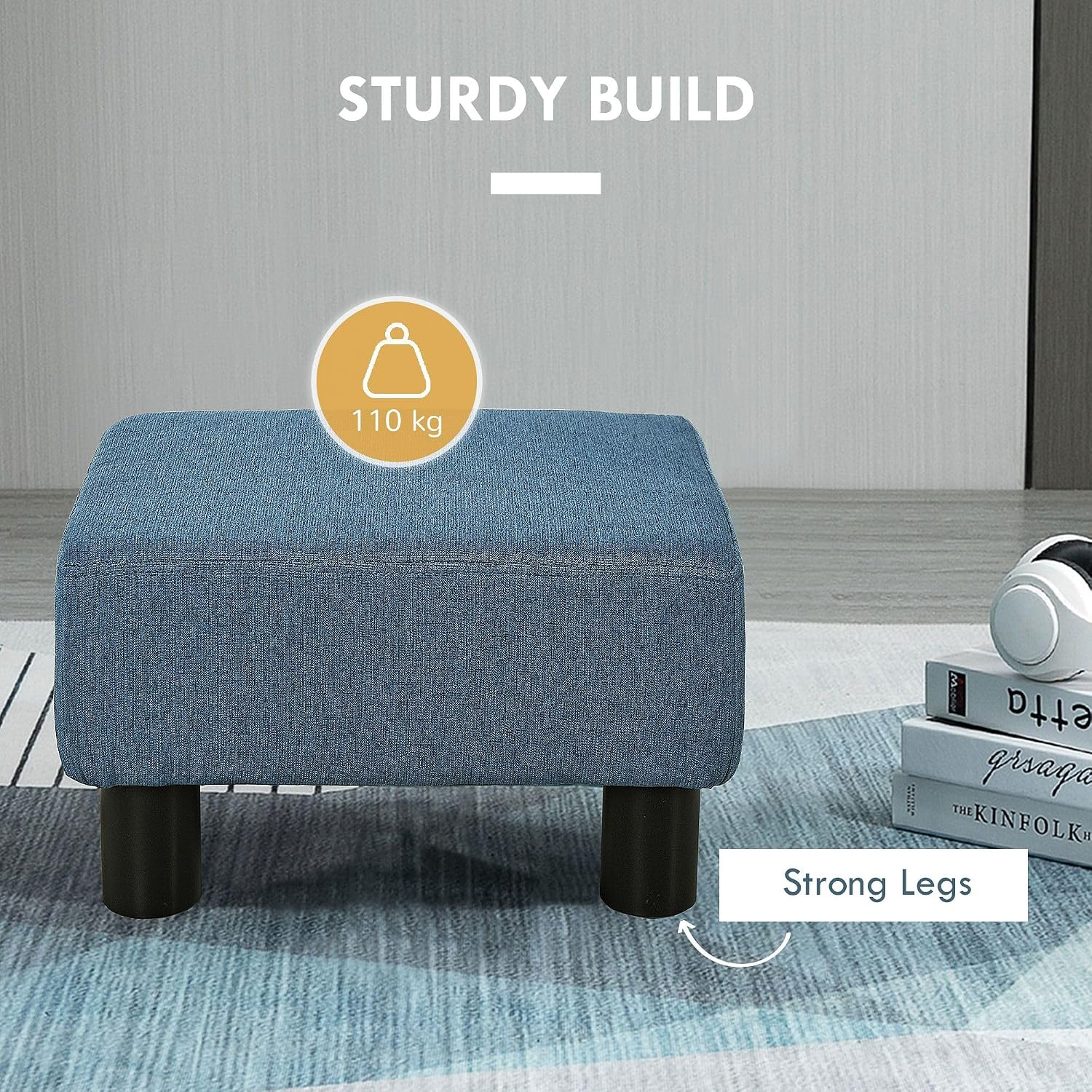 Linen Fabric Ottoman Footrest