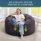 Hobestluk Bean Bag Chairs Beanbag Chair with Filler Adult Bean Bags with Fluffy & Machine Washable Cover, Giant Bean Bag Chairs for Aduts (Dark Grey, 3FT-36" x 36" x 22")