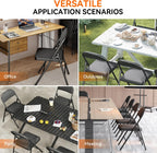 Folding Chairs Set of 2 with Padded Cushion 380 LBS Heavy Duty Foldable Chair Reinforced Steel Frame Soft Mesh Back Folding Chairs 2 Pack for Indoor Outdoor Party Wedding Dining Event Black