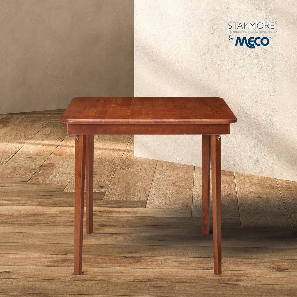 Stakmore Classic Straight Edge Solid Wood Folding Card Table, Cherry Frame
