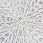 Bali & pari Palm Scallop Rattan Console Table – Handwoven Wicker Round Accent Table for Living Room, Sunroom or Foyer Place, Coastal Boho Style in White