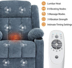 Power Lift Recliner Chair for Elderly with Massage and Heat, Recliner Chairs for Adults, Upgraded Fabric Reclining Sofa Chair with USB & Type-C Ports, L1288 (Blue)