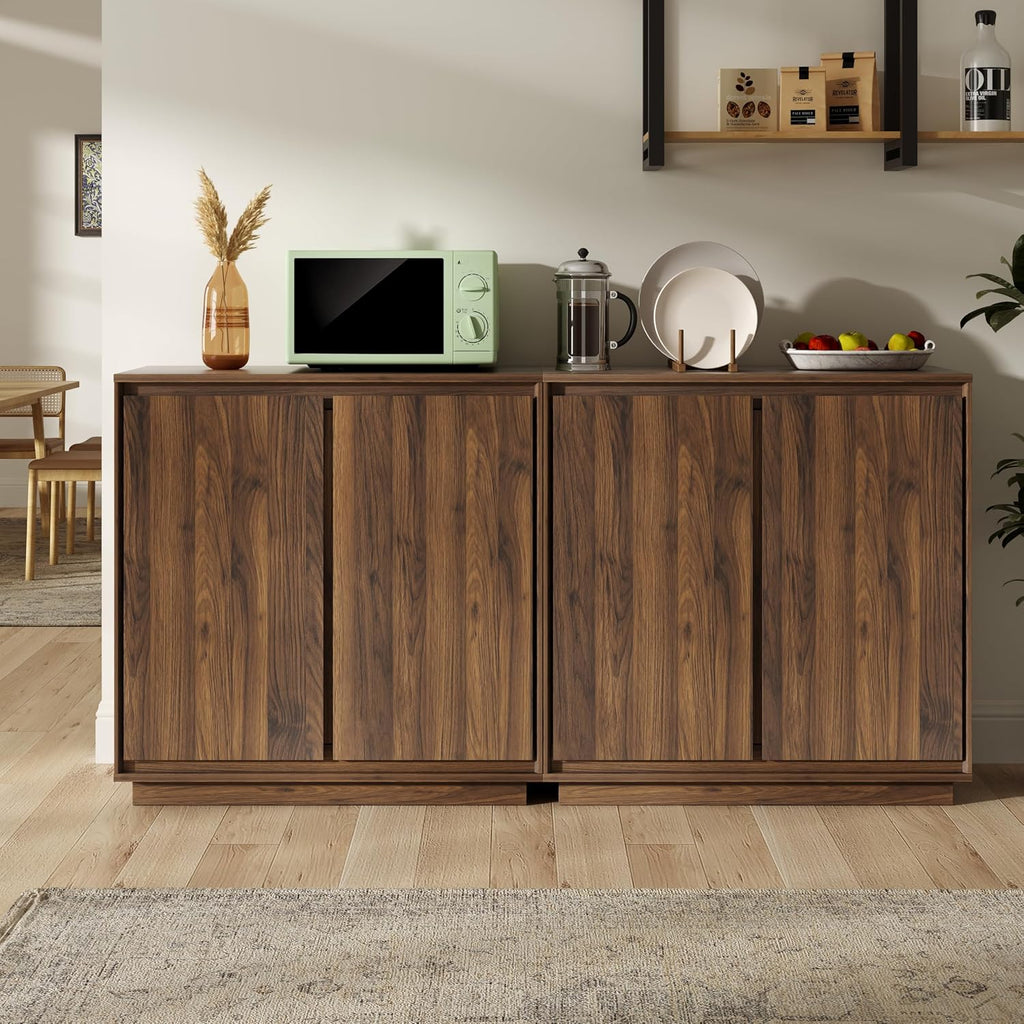 1pcs Sideboard Cabinet Buffet Cabinet with Storage with Adjustable Shelves and Handle-Free Design Suitable for Kitchens,Hallway,and Living Rooms Brown