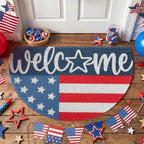 Tinideya Patriotic Welcome Doormat Outdoor 250 Anniversary 4th of July Coir Door Mat USA Red Blue White Indoor Entrance Door Mat America Non-Slip Rubber Backing for Independence Day Front Porch Decor