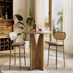 LITTLE TREE Round Bar Table, 31.5 Inches Counter Height Cocktail Table, Wooden High Top Home Bar Unit for Pub, Bistro, Home, Kitchen, Dining Room, Small Space, Brown