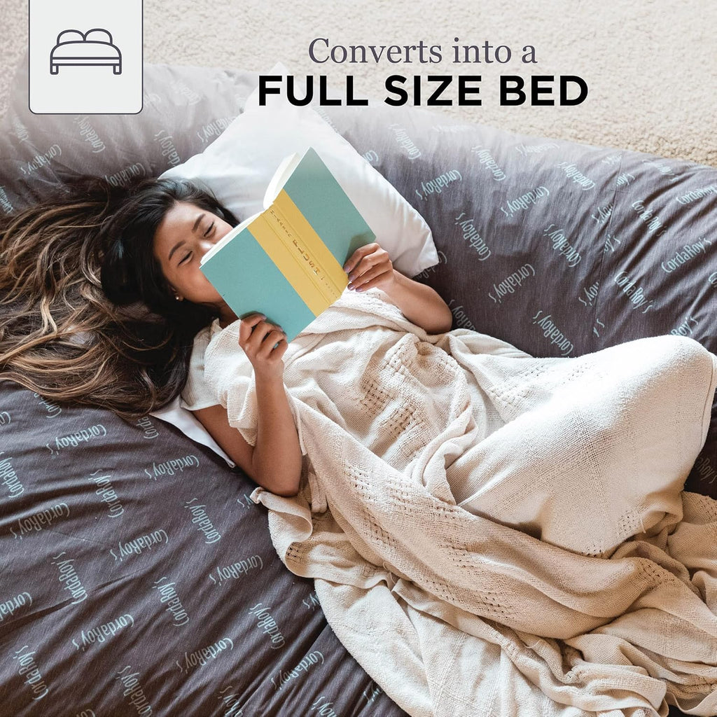 CordaRoy's Corduroy Bean Bag Chair, Convertible Chair Folds from Bean Bag to Lounger, As Seen on Shark Tank, Rainforest - Full Size