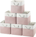 12x12 Storage Cube Bins, 6 Pack Reinforced Bottom Cardboard Foldable Box, Organizer for Closet Shelves, Heavy Home Storage Baskets (White Pink)