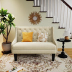 Tongli 50" Small Modern Loveseat Settee Sofa Linen Fabric 2-Seat Sofa Couch Tufted Love Seat Dining Bench with Back Upholstered Banquette Sofas for Living Room Bedroom Small Space Entryway