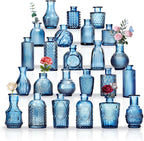 24PCS Mini Bud Vases As Wedding Centerpieces for Tables,Clear Bud Vases for Flowers,Small Flower Vases Suitable for Birthday Party,Anniversary,Wedding Reception,Baby Shower (Blue, 24PCS)