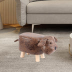 Animal Footstool Upholstered Ottoman for Kids Children Step Stool Cute Foot Rest Pouffe Chair for Playroom Indoor Living Room, Brown