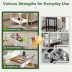 YOSHOOT Farmhouse End Table with Charging Station Set of 2 - Narrow Side Table for Living Room Bedroom Small Space, Wood Nightstand with Drawer and Power Outlets, White