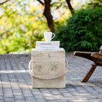 Stone Side Table,Round Faux Marble Side Table,Modern Small Stone End Table for Balcony (wood-28)