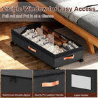 Under Bed Storage with Wheels, 2 Pack 70L Extra Large Rolling Underbed Organizer Bins with Lids, Heavy-Duty Foldable Container for Clothes, Shoes, Blankets, Fits 10“+ Clearance (Black)