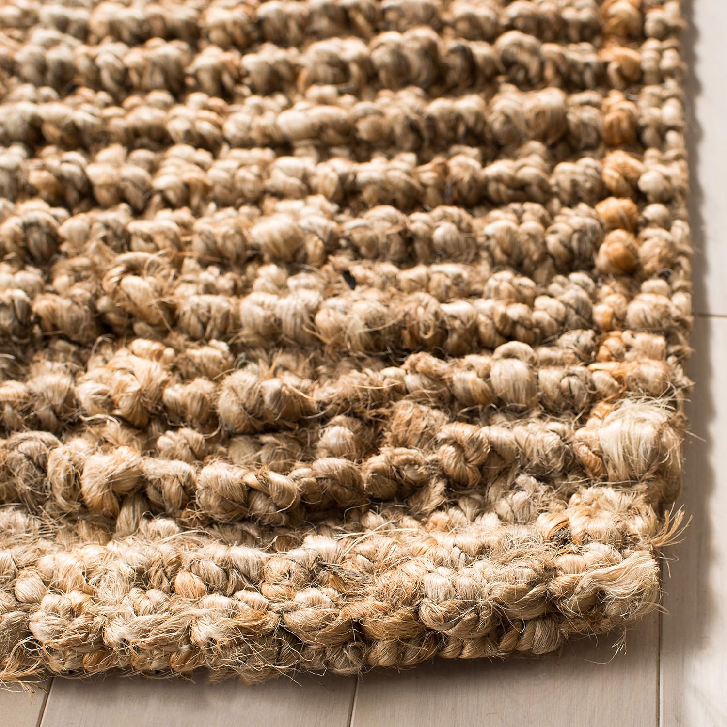 SAFAVIEH Natural Fiber Collection Runner Rug - 2'6" x 8', Natural Brown, Handmade Jute, Farmhouse Style, Chunky Textured Thick Pile (NF447A)