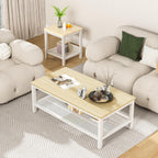 AWQM Coffee Table Coffee Table and end Table Sets Living Room Table | For Living Room, Small Apartment, Home Office, Sofa Storage Side Table & Bedroom Use (Oak)
