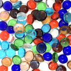 CYS EXCEL Assorted Mix Colors Glass Gemstone Beads Vase Fillers (1 LB) Flat Marble Beads Multiple Color Choices Aquarium Decor Rocks Floral Stones Decorative Mosaic Gem Pebbles (Approx. 85-100 PCS)