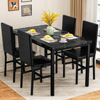 AWQM 5 Piece Dining Table Set for 4,Faux Marble Kitchen Table and Chairs for 4, Modern Dining Room Table with 4 Chairs,Dinner Table Set for Small Spaces, Black