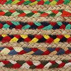 · REDEARTH · Braided Jute Cotton Pouf - Circular Boho Ottoman - Multi | Jute with Cotton Pouf, 19.5"x19.5"x14"; Braided Boho Pouffe, Doubles as Foot Rest for Living Room, Patio, Outdoor, Bedroom