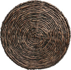JONATHAN Y Marisol Round Brown Woven Water Hyacinth Side Table with Iron Frame, 24" Pedestal End Table for Living Room, Coastal Bohemian Accent Nightstand TBL2504B