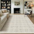 PureCozy Beige Washable 8x10 Area Rug for Living Room Neutral Modern Large Carpet Non Slip Low Pile Indoor Bedroom Soft Accent Throw Rug for Dining Room Office Nursery