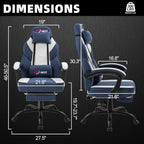 Shintenchi Big and Tall Gaming Chair Fabric Pocket Spring Cushion,High Back Recliner with Footrest and Headrest for Adults, Massage Lumbar Support for Home Office, Ergonomic Computer Desk Chair, Blue