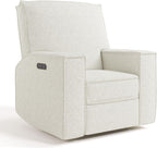 Storkcraft Texas Nursery Power Recliner Swivel Glider – Oeko-TEX 100 Certified, Nursery Rocking Chair with Push-Button Electronic Recline Function, USB-A and USB-C Charging Ports (Ivory Boucle)