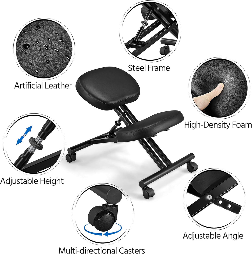 Topeakmart Ergonomic Kneeling Chair Improve Posture & Neck Pain Home Office Desk Chairs Flexible Seating Rolling Adjustable Stool