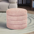 allamazing Storage Ottoman, Round Ottoman with Storage, Vanity Stool Foot Rest with Removable Lid, Round Boucle Upholstered for Living Room Pouf Footstool (Pink)