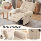 Korser 360° Swivel Rocker Recliner Chair, Rocking Chair Nursery with Massage and Heat, Small Recliners for Small Space, Manual Recliner Chair with Cozy Chenille Fabric, Side Pockets for Living Room