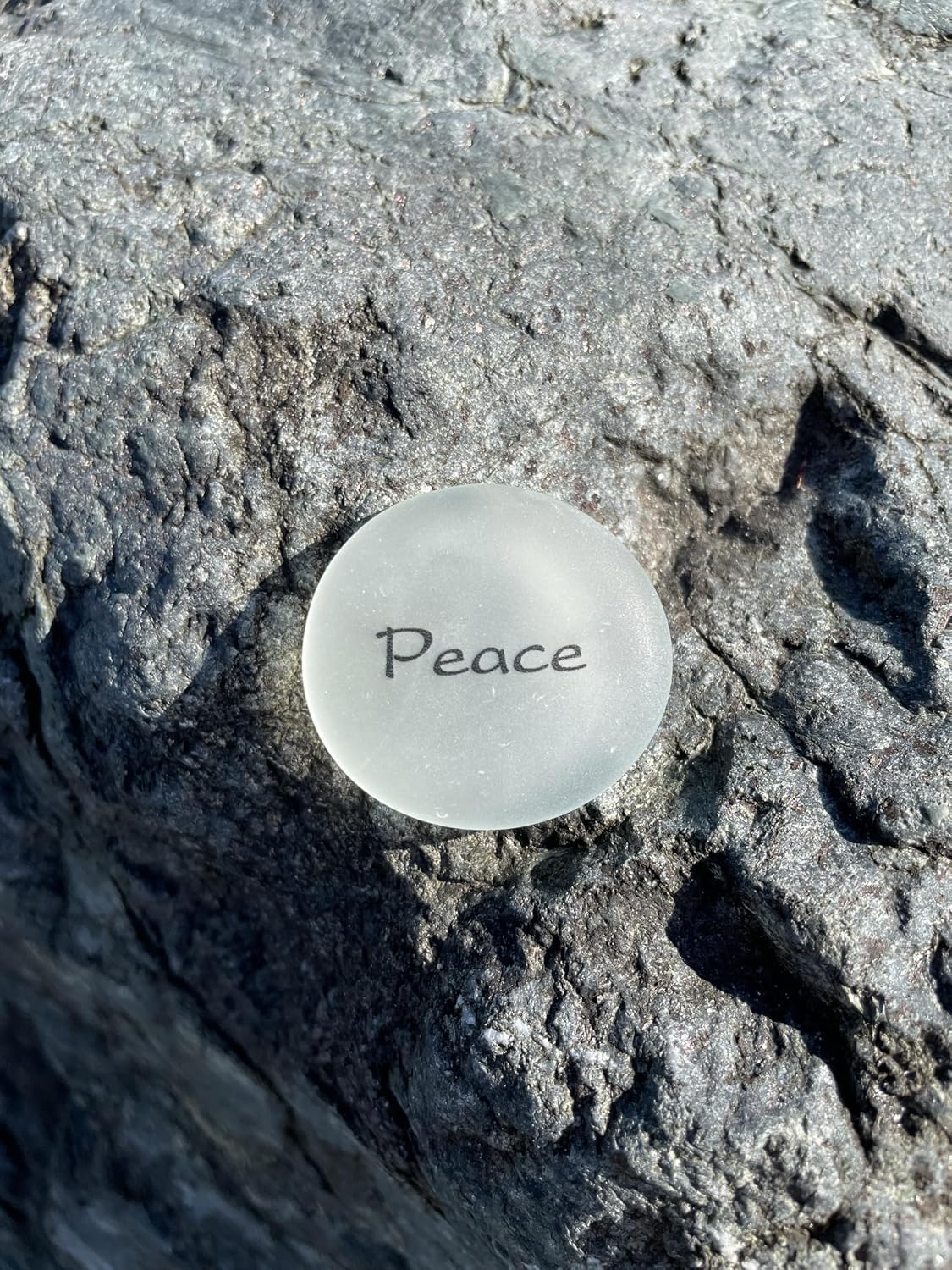The Mermaid's Message I, Frosted Sea Glass Stones, Six Inspiring Words in Beach Colors, by Lifeforce Glass.