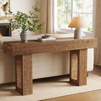 Solid Wood Console Table, 63-Inch Long Farmhouse Entryway Table, Sofa Console Behind Couch, for Foyer, Hallway, Living Room, Dark Brown