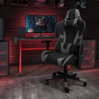 Flash Furniture X20 Gaming Chair Racing Office Ergonomic Computer PC Adjustable Swivel Chair with Fully Reclining Back in Gray LeatherSoft