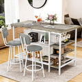 Kitchen Island with Storage Small Dining Table for 2, Kitchen Table Chairs Set of 2 Dining Room Set for Small Space (Grey)