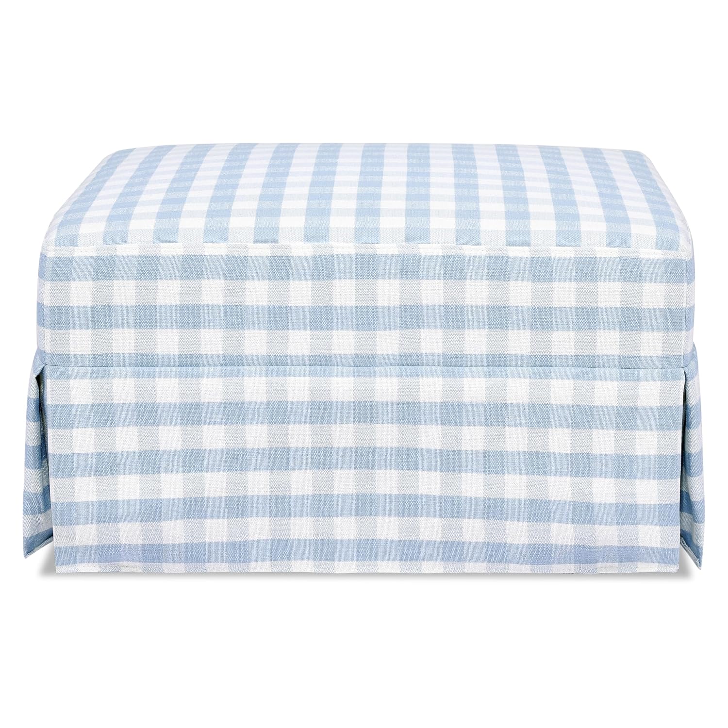 Namesake Crawford Gliding Ottoman in Blue Gingham, Greenguard Gold & CertiPUR-US Certified