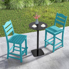 Giantex Outdoor HDPE Bar Stool, Patio Tall Bar Chair with Backrest and Footrest, 30 Inches Counter Height Barstools for Garden, Backyard, Weather Resistance, Easy Maintenance(2, Turquoise)