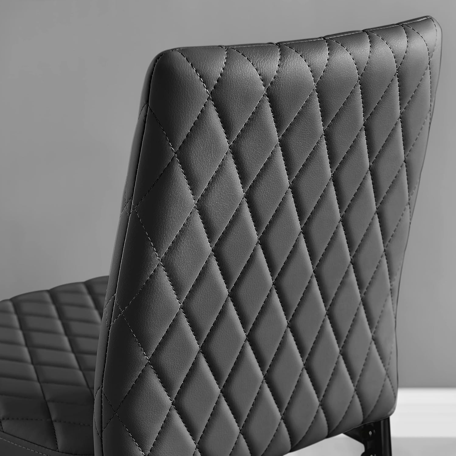 Furniturebox Milan Bar Stools - Contemporary Black Faux Leather Stools for Kitchen or Dining Room - Set of 2 with Soft Seats and Black Legs