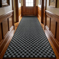 2ft x 6ft Runner Rug, Non Slip Indoor Outdoor Rugs, Waterproof Low Profile Carpet Runners for Hallway Entryway Kitchen Garage Patio Balcony, Custom, Grey Checkered